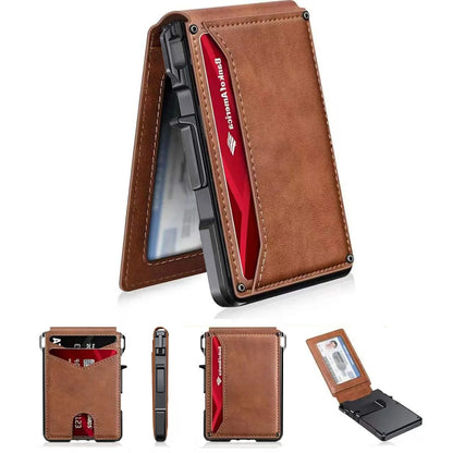 Summer Wins-Minimalist Men’s Slim Wallet: 9 - 13 Cards, Money Clip, ID Window. RFID - Blocking, Aluminum Bifold Pop
