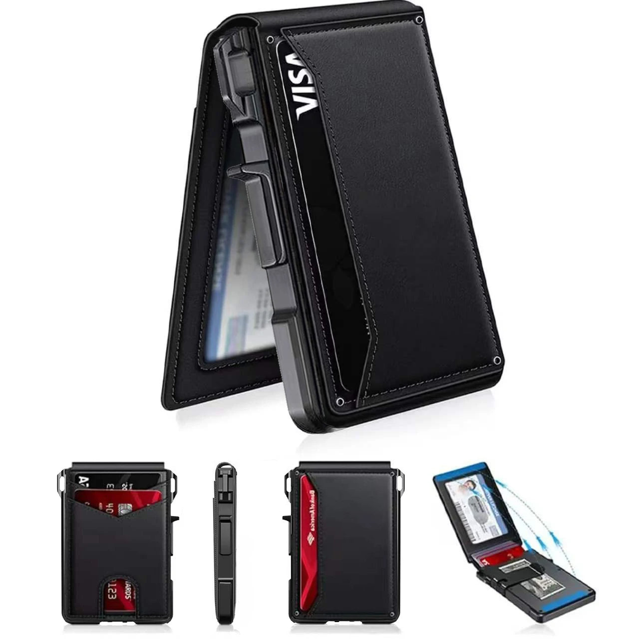 Summer Wins-Minimalist Men’s Slim Wallet: 9 - 13 Cards, Money Clip, ID Window. RFID - Blocking, Aluminum Bifold Pop