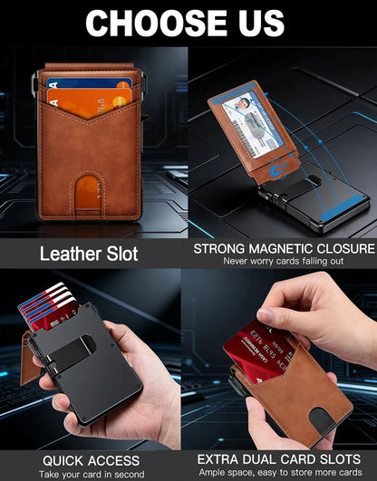 Summer Wins-Minimalist Men’s Slim Wallet: 9 - 13 Cards, Money Clip, ID Window. RFID - Blocking, Aluminum Bifold Pop