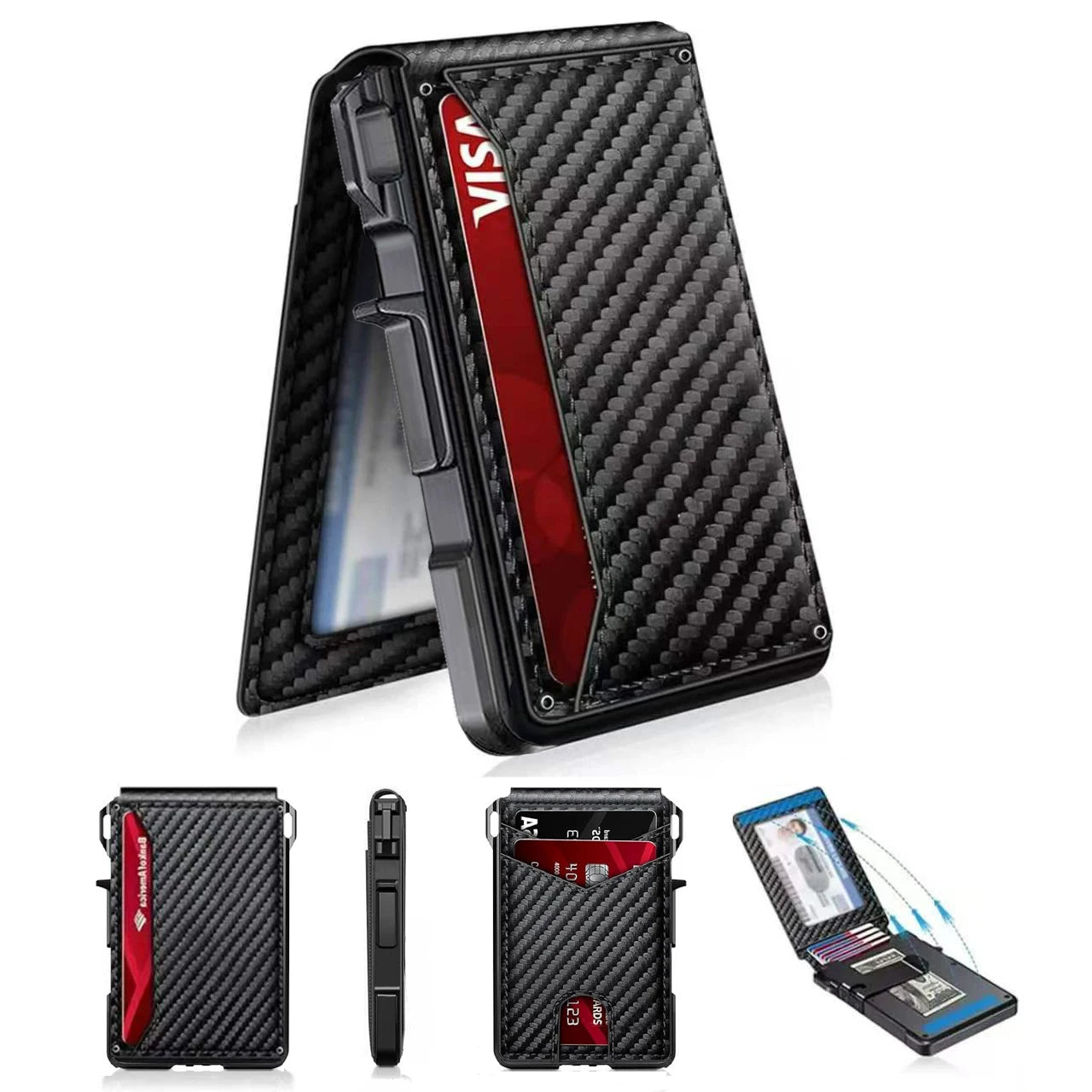 Summer Wins-Minimalist Men’s Slim Wallet: 9 - 13 Cards, Money Clip, ID Window. RFID - Blocking, Aluminum Bifold Pop