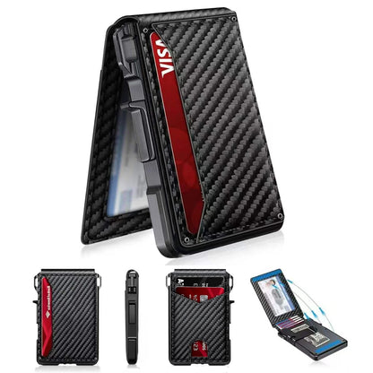 Summer Wins-Minimalist Men’s Slim Wallet: 9 - 13 Cards, Money Clip, ID Window. RFID - Blocking, Aluminum Bifold Pop
