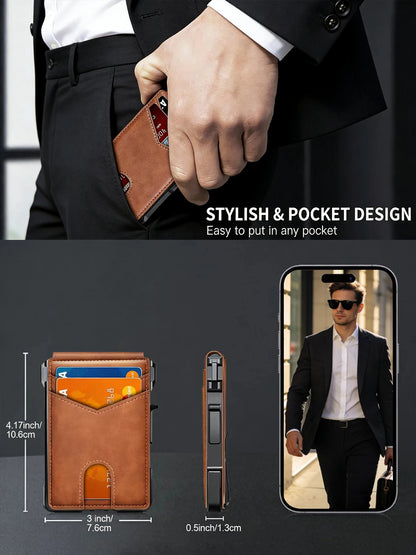 Summer Wins-Minimalist Men’s Slim Wallet: 9 - 13 Cards, Money Clip, ID Window. RFID - Blocking, Aluminum Bifold Pop