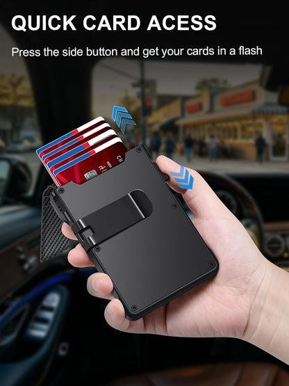 Summer Wins-Minimalist Men’s Slim Wallet: 9 - 13 Cards, Money Clip, ID Window. RFID - Blocking, Aluminum Bifold Pop